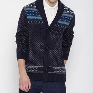 Tommy Hilfiger Men’s Shawl Collar Cardigan Sweater XXL Navy Blue Retro Grandpa